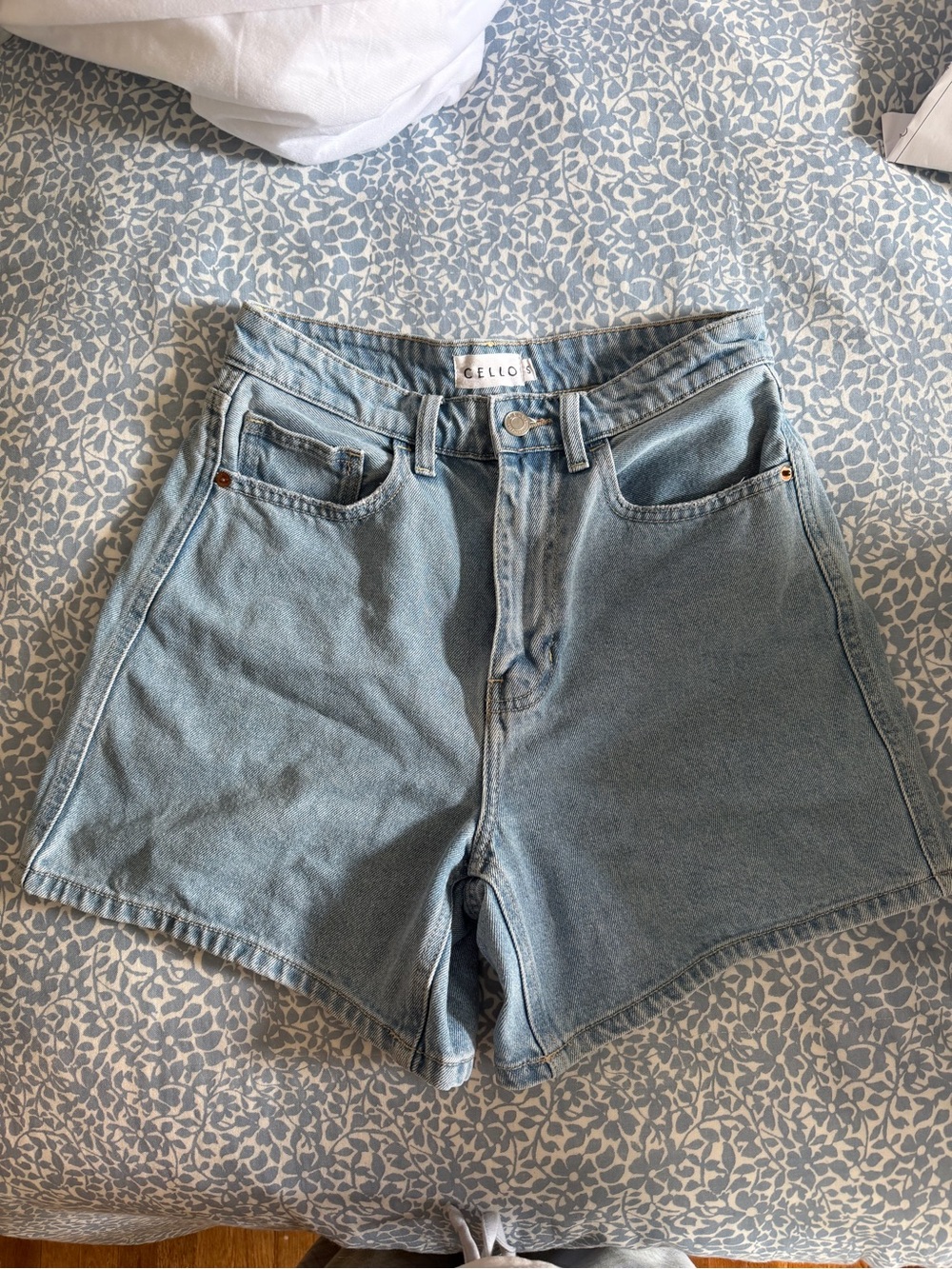 CELLO Light Wash High-Rise Denim Shorts